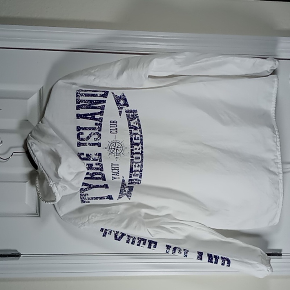 Art On T's White Full Zip Hooded Shacket Tybee Island Yacht Club  Size Medium - Picture 3 of 13